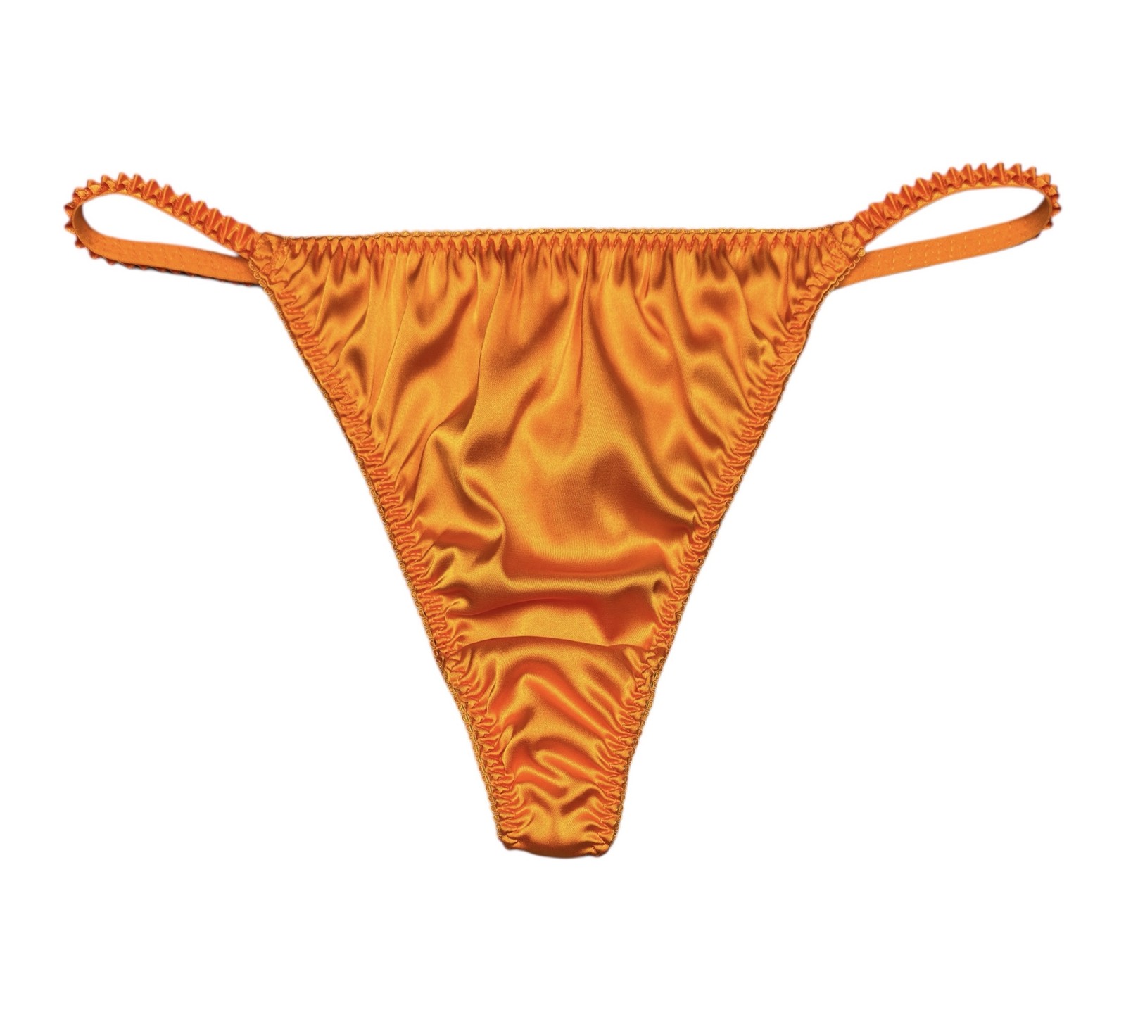 Classic Satin String Thong Orange M