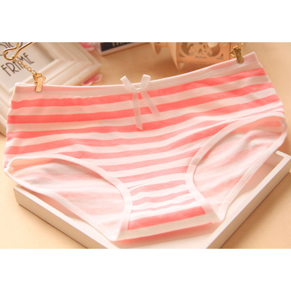 Womens Japanese Style Cute Striped Underwear Breathable Cotton Panty Soft Briefs