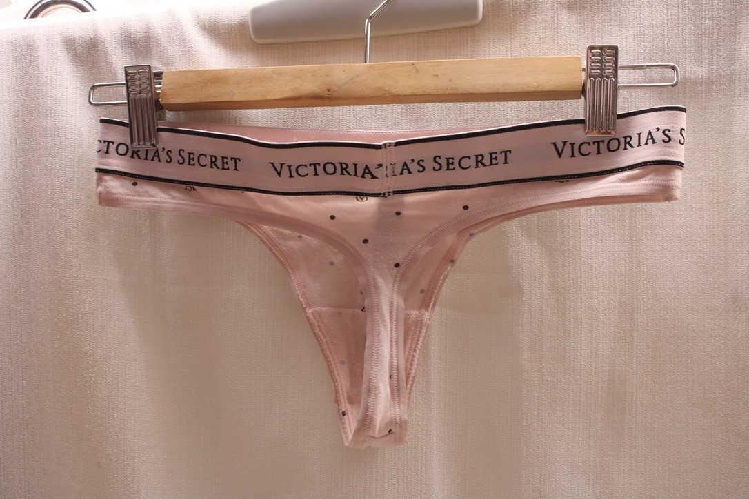 Victoria’s Secret Logo Pink Cotton Elastane String Thong High Leg Cheeky S/P