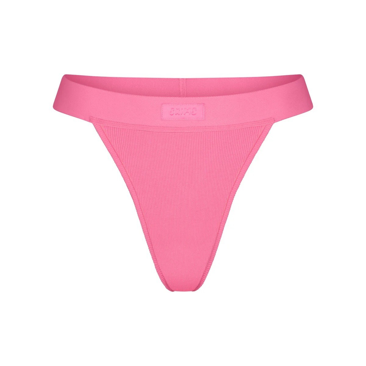 Skims Cotton Rib Mid-Rise Thong – Bubble Gum Size 3XL