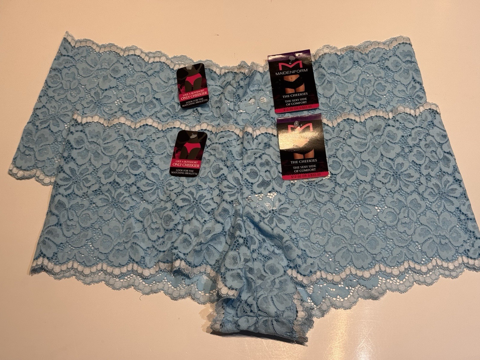 NWT Maidenform Sexy Lacy Cheeky Boyshort Panty Size 2XL 9 Blue DMCLBS 2 Pairs