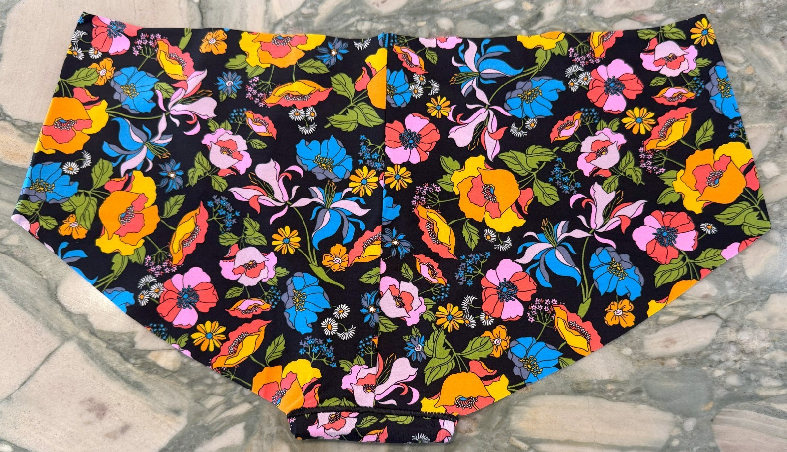 NEW Victoria Secret PINK No Show Hipster Panty – LACE INSETS – Black Flowers XXL