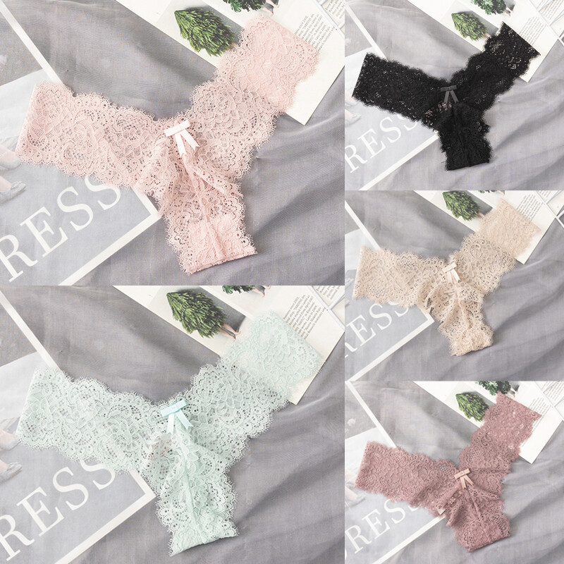 5PCS/LOT Womens Sexy G-String Lace Panties Lingerie Thong See Through Intimates