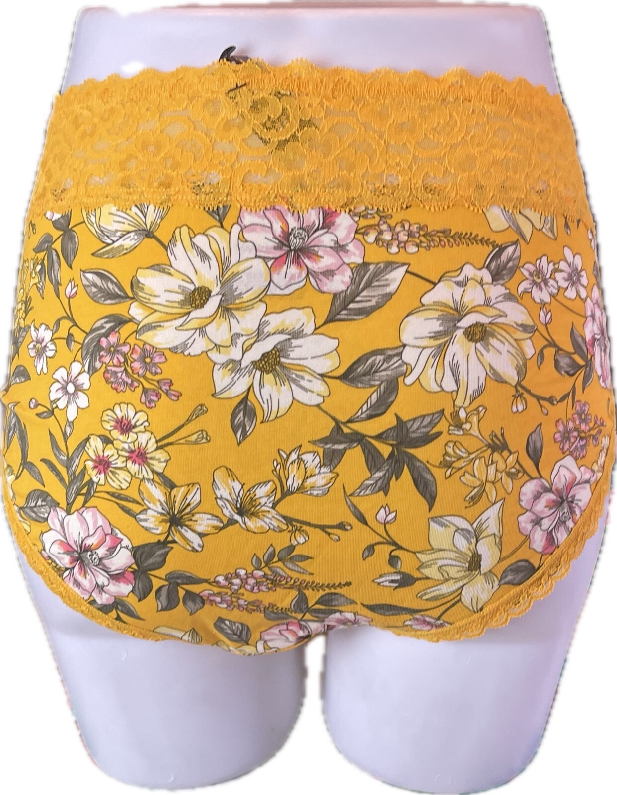 Torrid 1 Marigold Floral Wide Scallop Lace Waistband Cotton Hipster Panties
