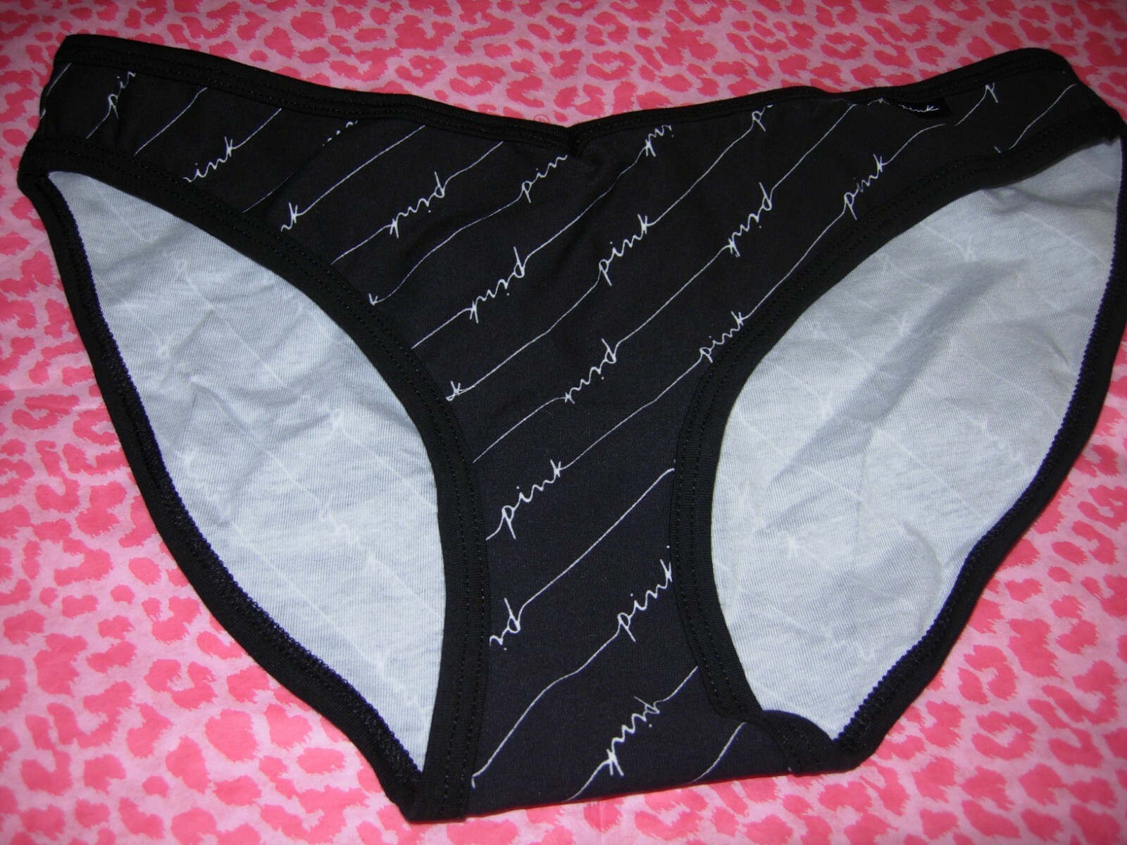 Victoria’s Secret PINK LOGO V-Cut Cotton Black Bikini Pantie S XL NWT