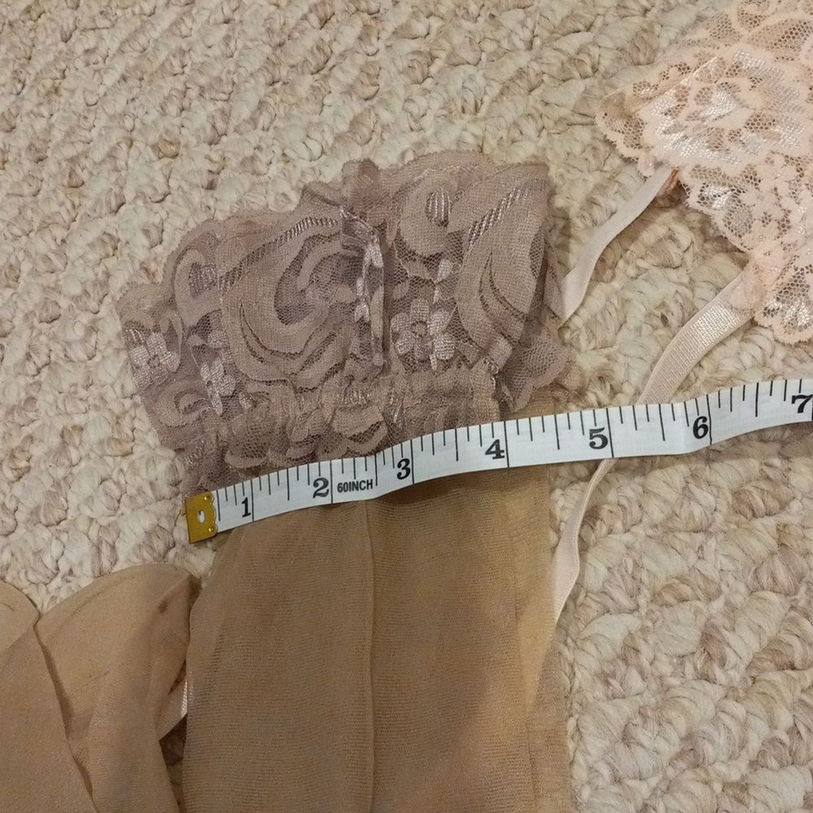 Women XS Garter Belt Lace Sheer Stockings Lingerie Set Nude Dainty Soft Stretchy