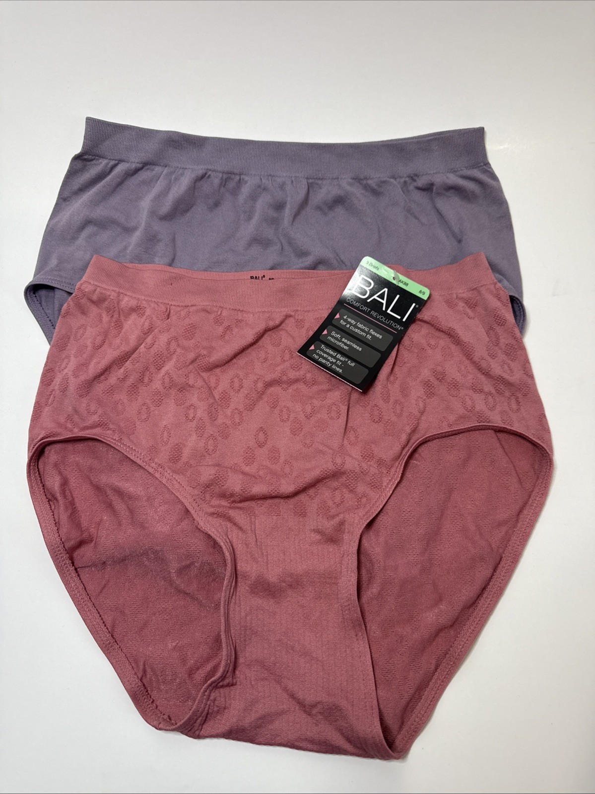 Bali Woman’s Underwear Panties Size 8/9 2 Pcs Pink Purple Nwot