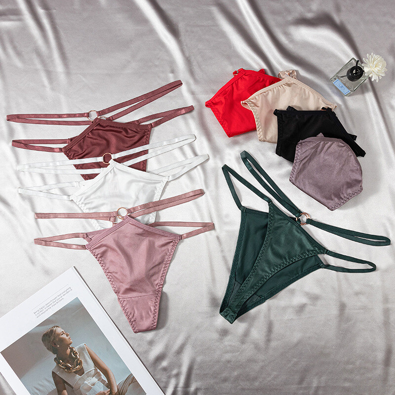 5 Pack Lot Sexy Womens String Bikini Panties Satin Underwear Thongs Lingeries
