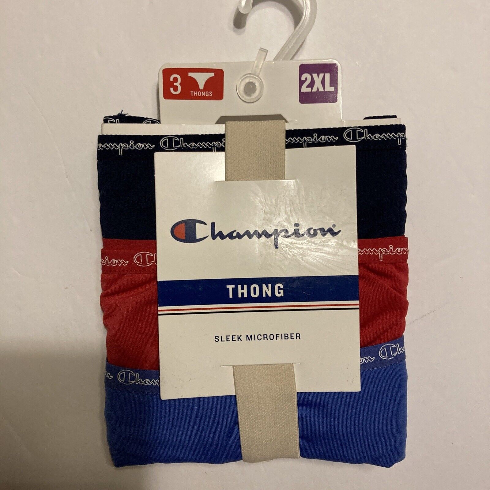 Champion Thong Panties Underwear 3 Pack Multicolor Size 2XL Microfiber