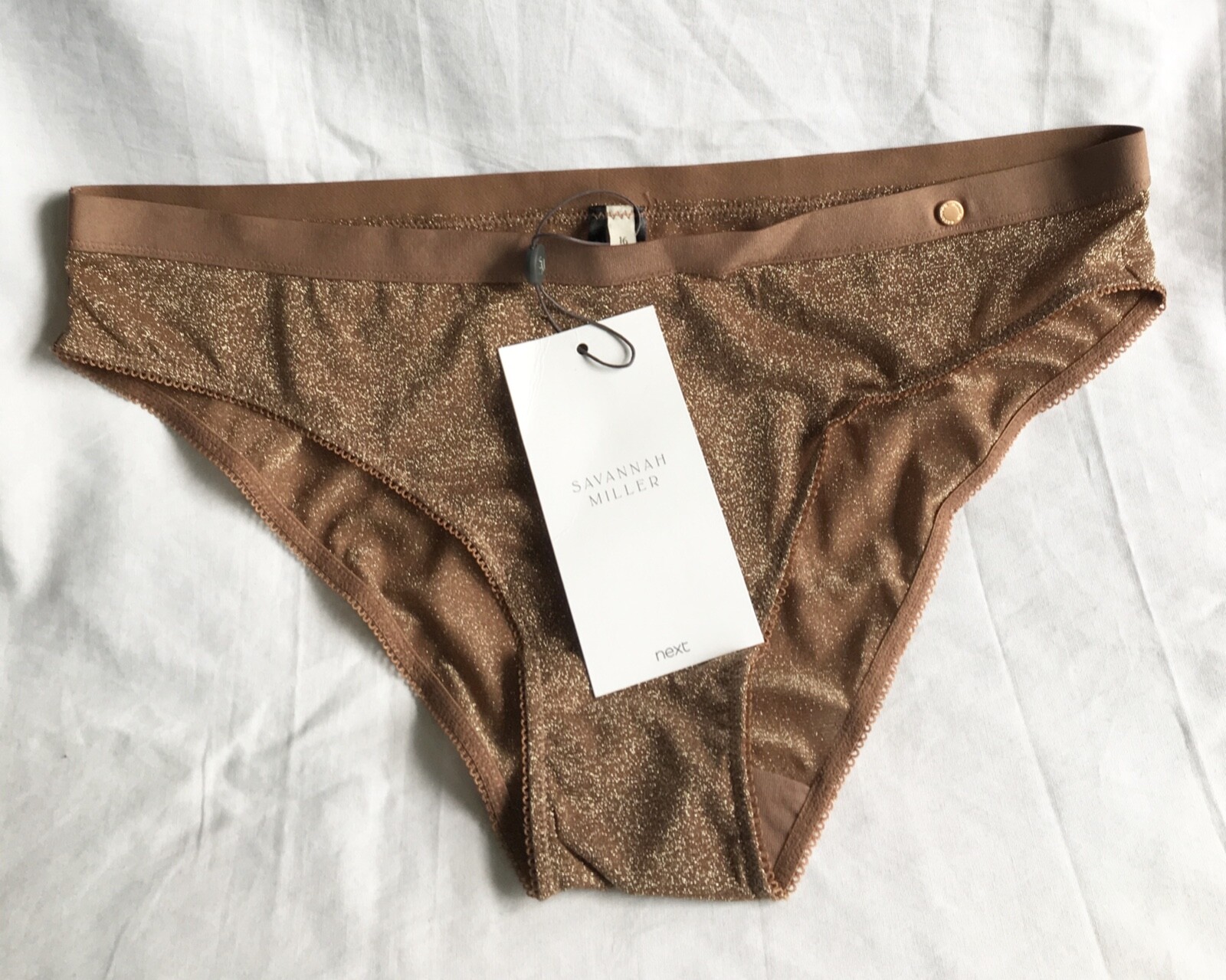 NEXT Savannah Miller x Next Bronze Sparkle Brazillian Briefs/ knickers- size 16