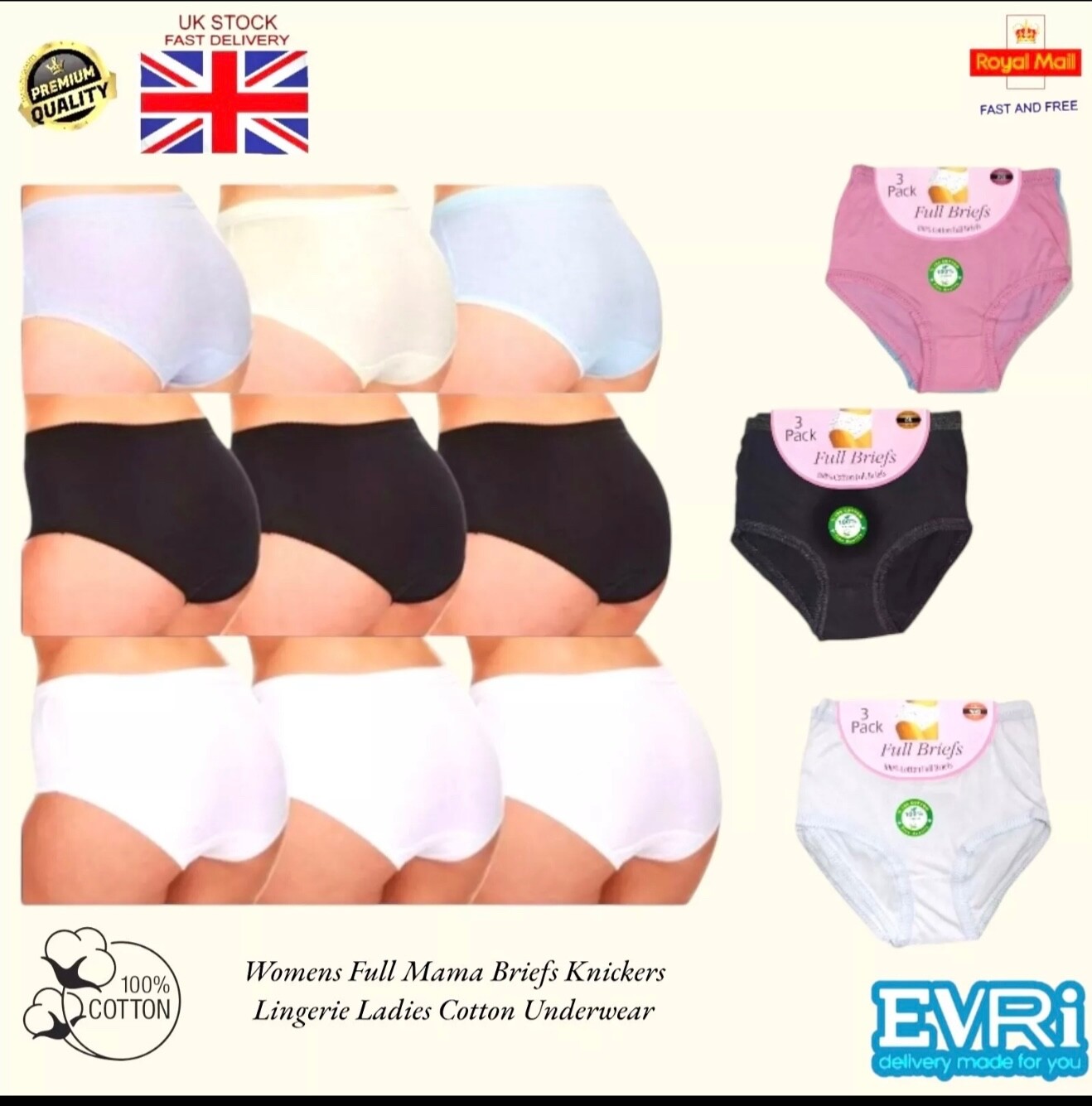3/6/12Pack Ladies Briefs Maxi 100% Cotton Full Comfort Fit Underwear,