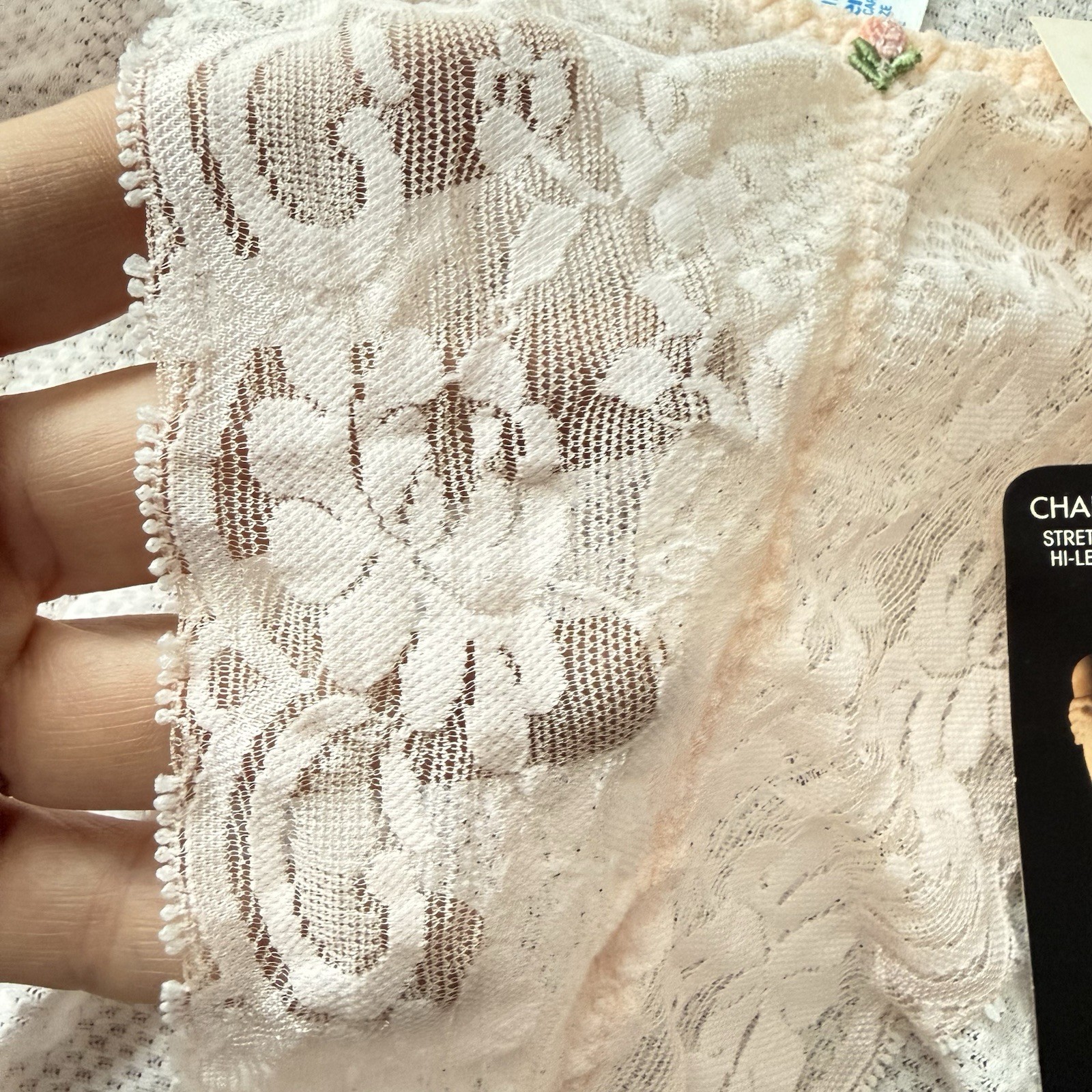 Vintage Maidenform Chantilly Panties Sz 6 Sheer Pink Lace High Leg ILGWU New