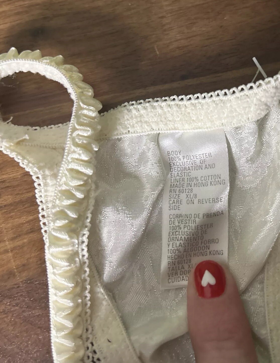 Vtg Simply Basic String Thong Panties Second Skin Shiny Satin Size 8 Ivory Y2K