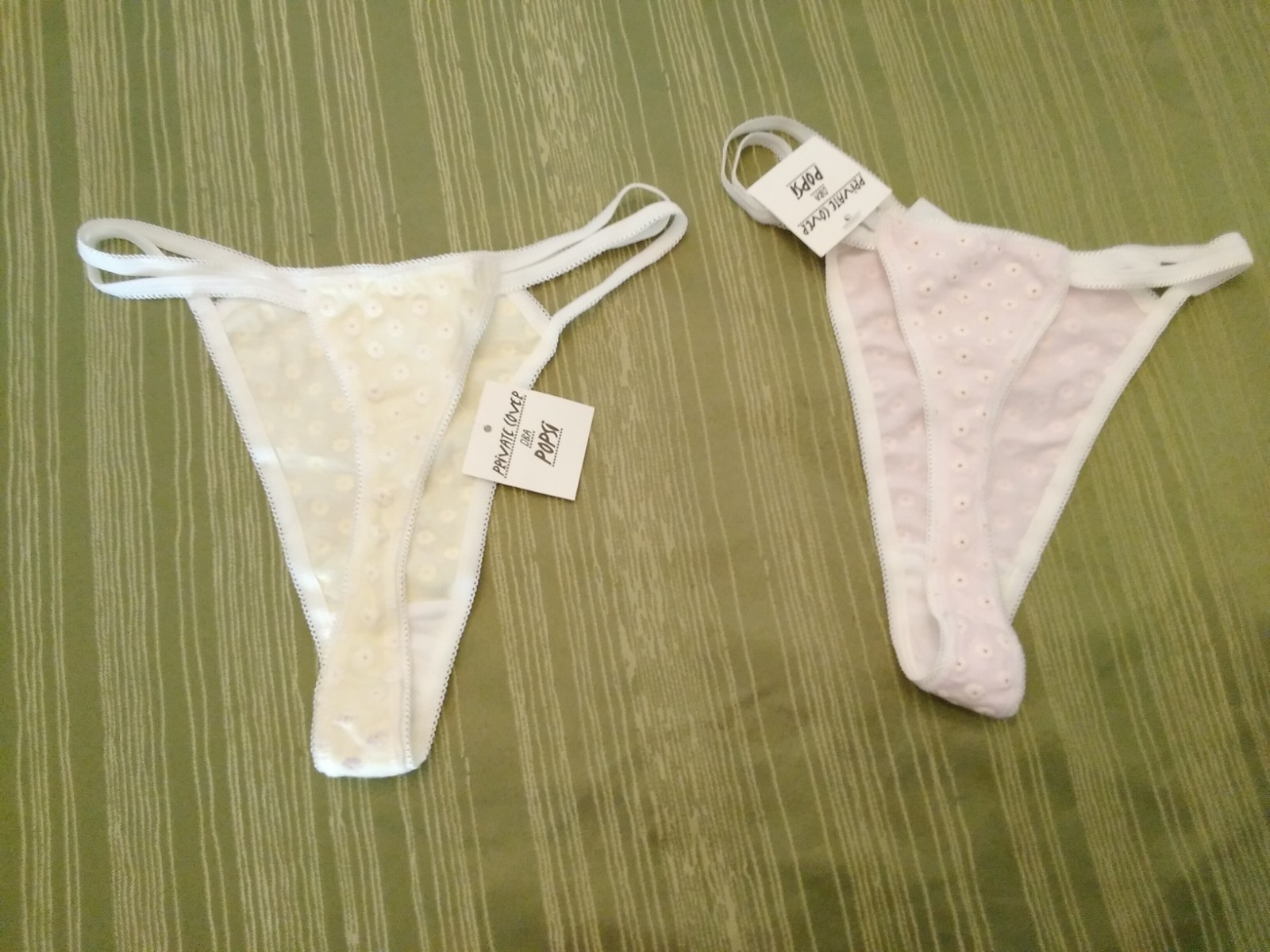 NWT Panties 2 PAIR THONGS Cotton Pink Yellow Size Large Popsi Double String