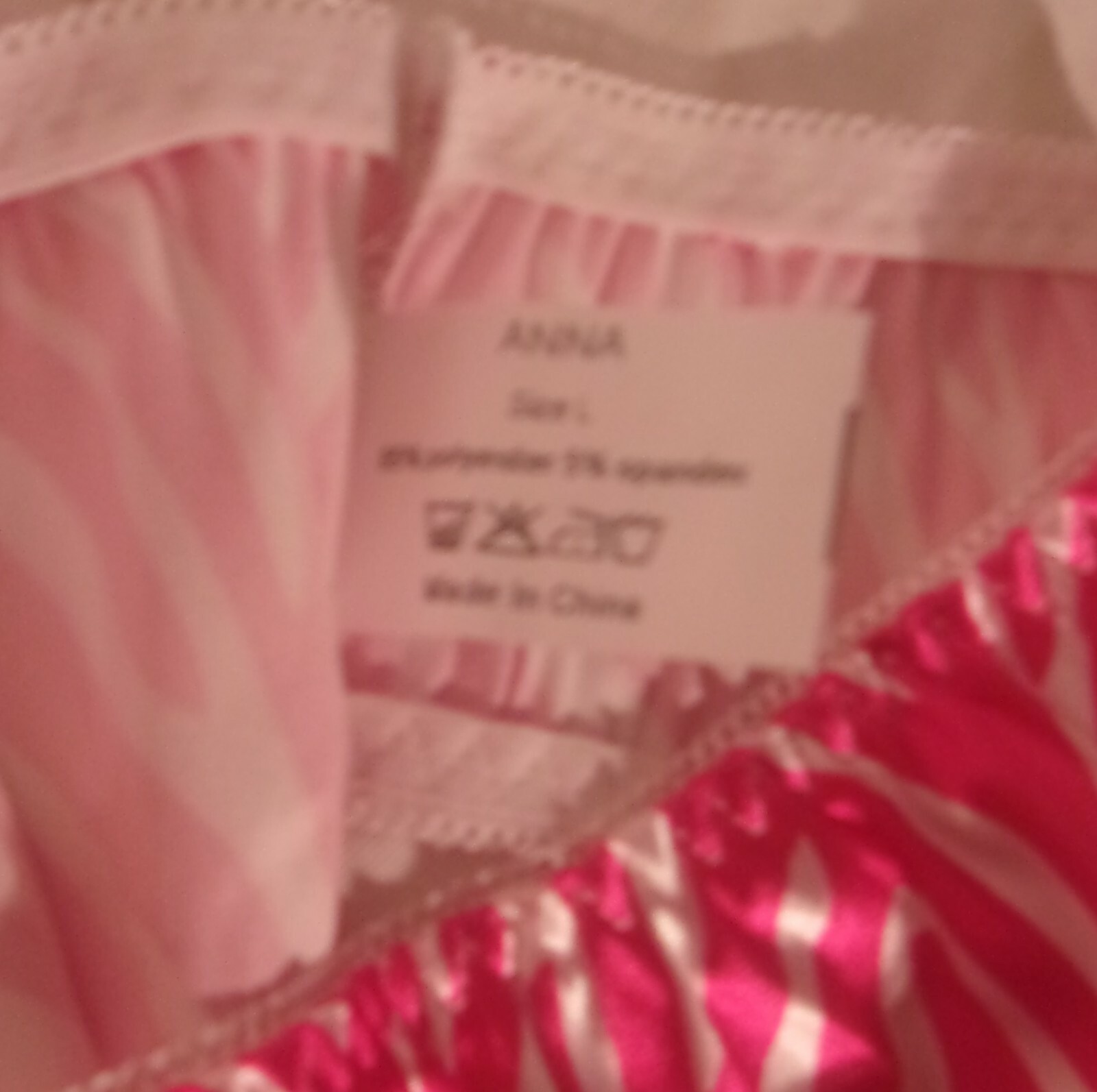 NEW SATIN CROTCHLESS BIKINI PANTIES SIZE LARGE WITH PINK ANIMAL DESIGN