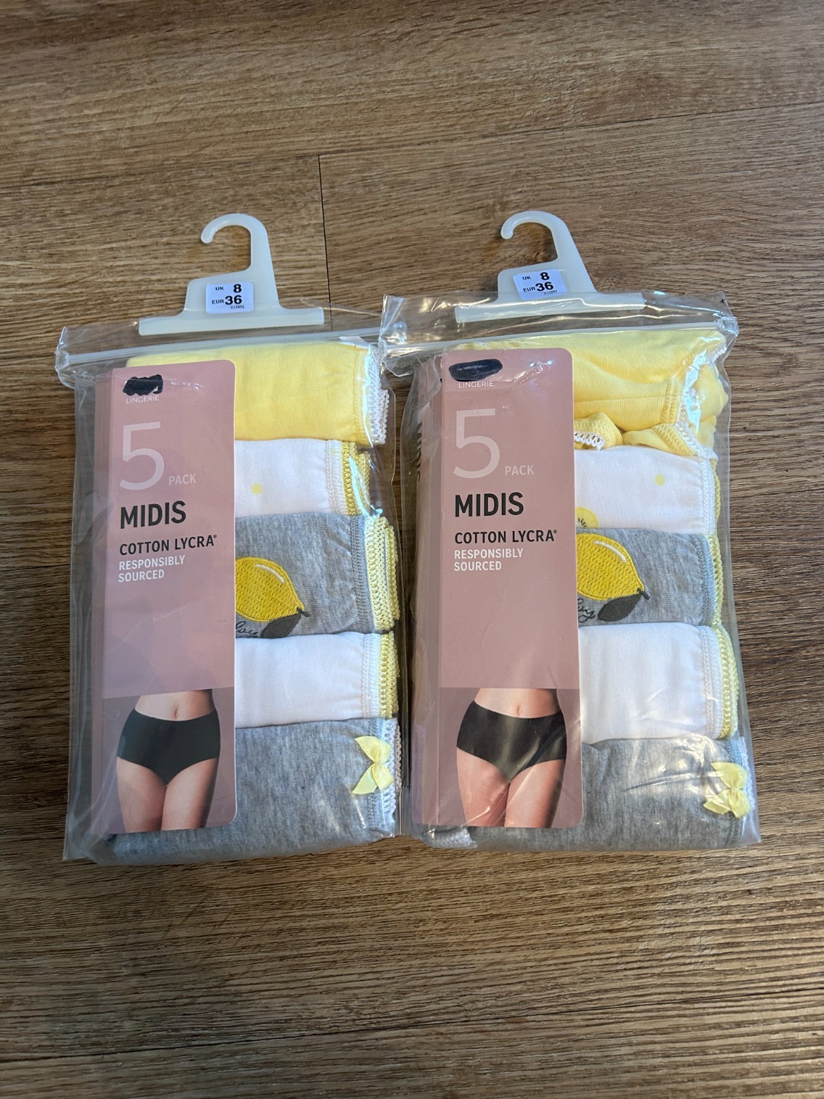Ex Marks & Spencer Cotton Lycra Midis Midi Knickers 2 x 5 Pack Size 8 FREEPOST