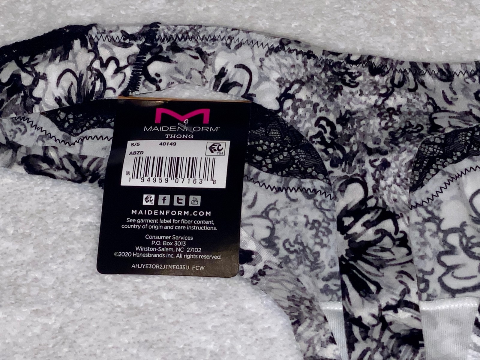 MAIDENFORM Comfort Devotion Tailored Floral Lace Trim Thong Panty Womens S L XL