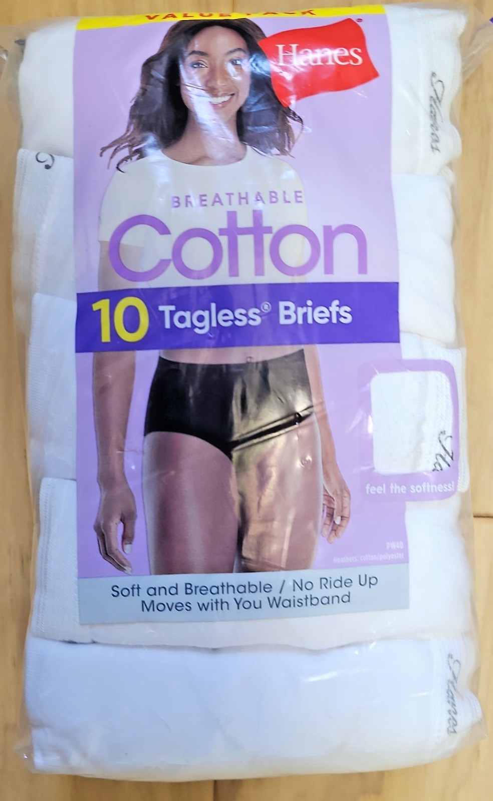 Women’s Hanes BRIEFS Size 6 7 8 9 10 WHITE 100% COTTON Underwear 10-Pack NWT
