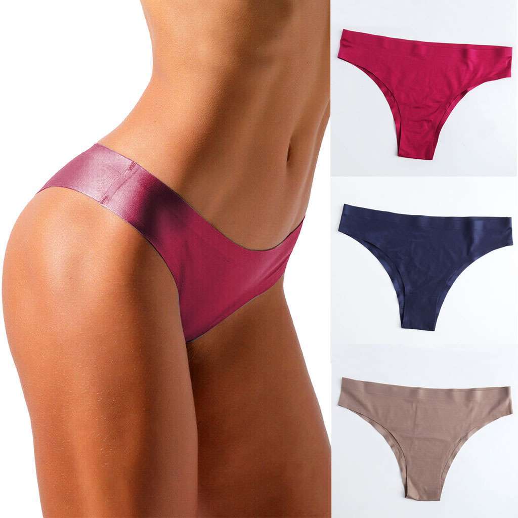 Women Ice Silk Underwear Panties Thong Briefs G-string Lingerie Seamless Thongs