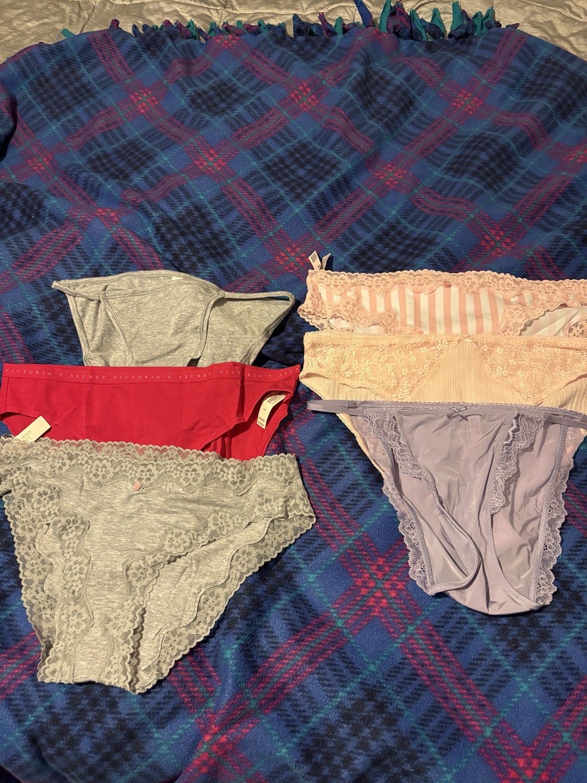 Victoria’s Secret Panties 6 Pack L/G Bikini Lace Striped Multi