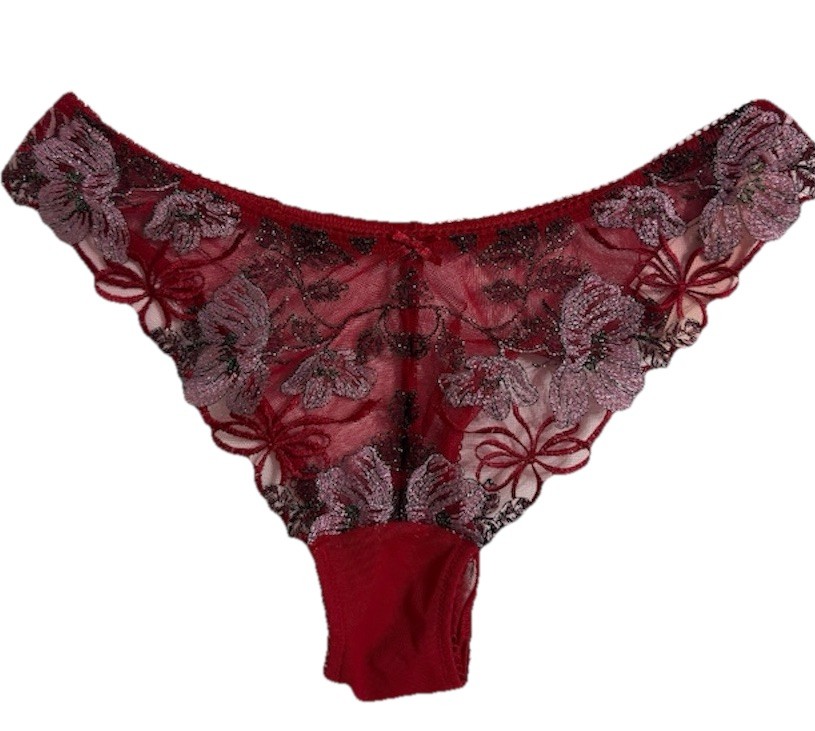 NWT Victoria’s Secret Dream Angels Brazilian Panty Red Floral Lace Small