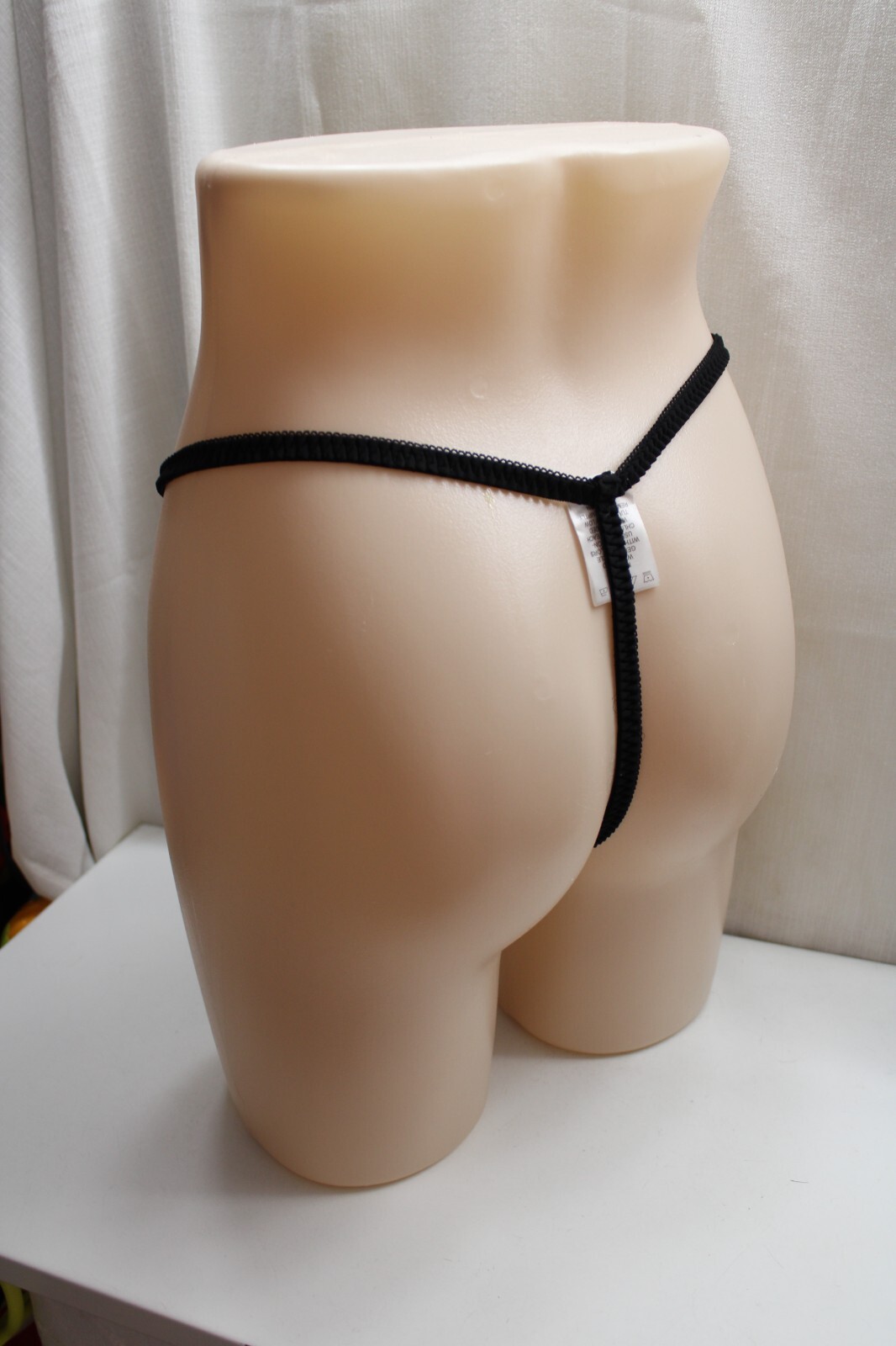 Black 100% Polyester High Leg V-string Sexy sheer mesh Thong Panty M