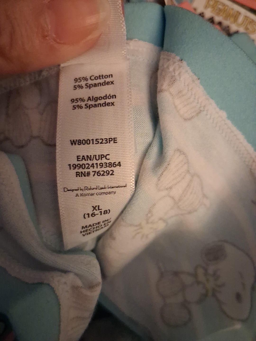 “Peanuts” Womens Thong Sets, Size Xl, Lot Of 6 Pairs, Blue, Pink, Cotton, Lined