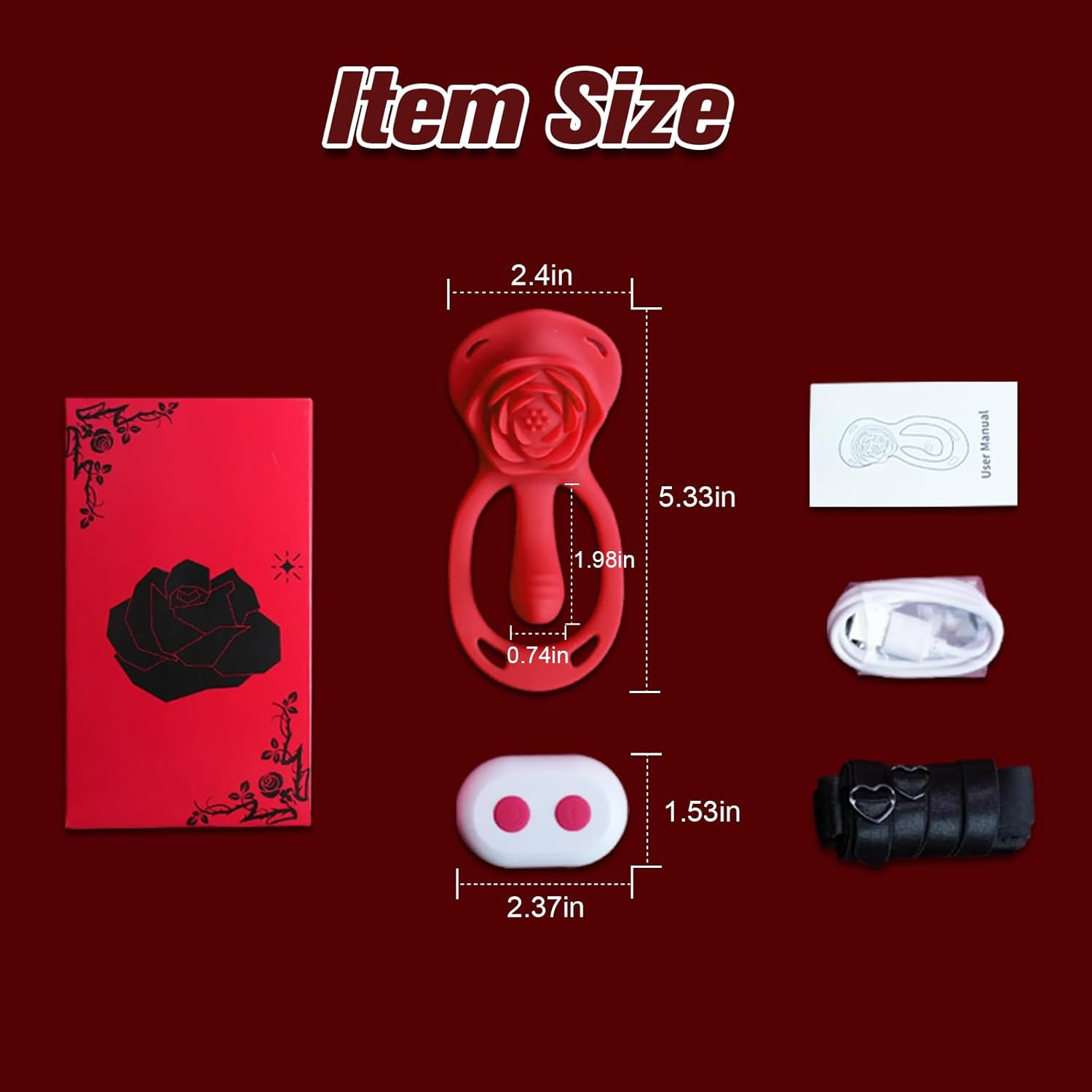 Rose Mini Wearable Vibrator with Finger Stimulator, Hands Free Vibrating Strap o