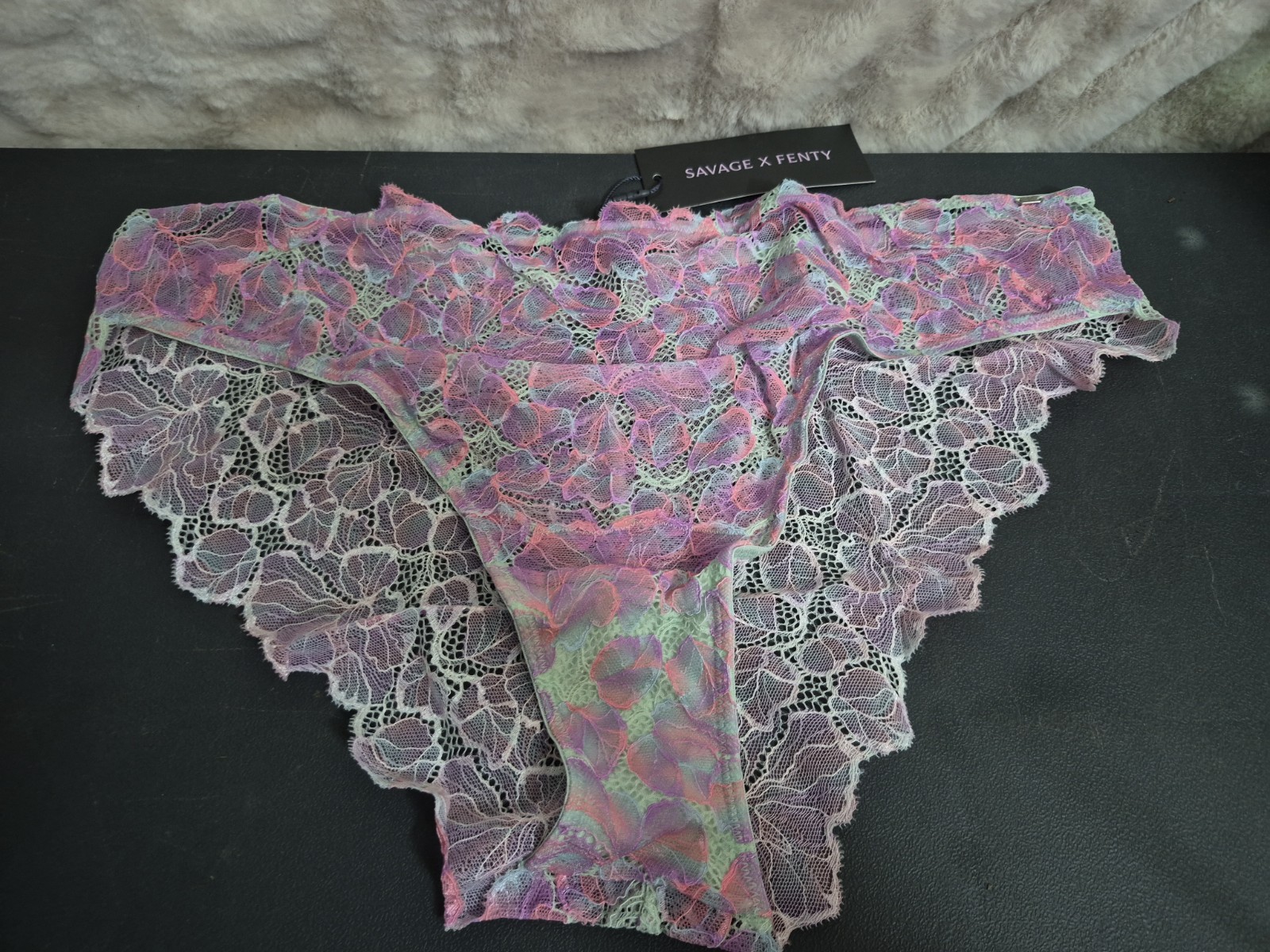 Savage X Fenty Sun Tide Floral Cheeky Pantie Pink Lace Size 1X