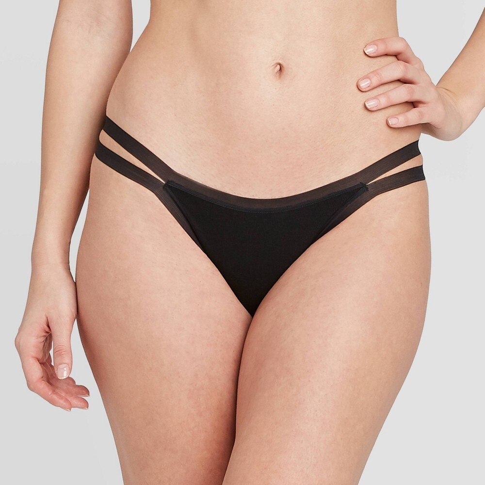 Woen’s Rib-Knit Cotton Cheeky Underwear – Auden Black Medium