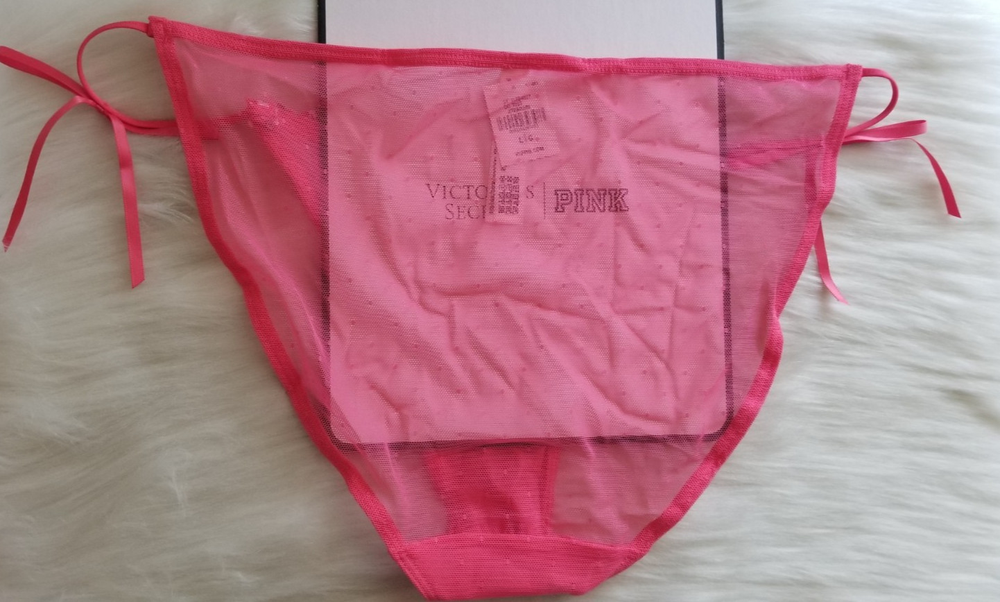 VICTORIA’S SECRET PINK WINK STRING BIKINI PANTY HIBISCUS EMBROIDERY LARGE PINK