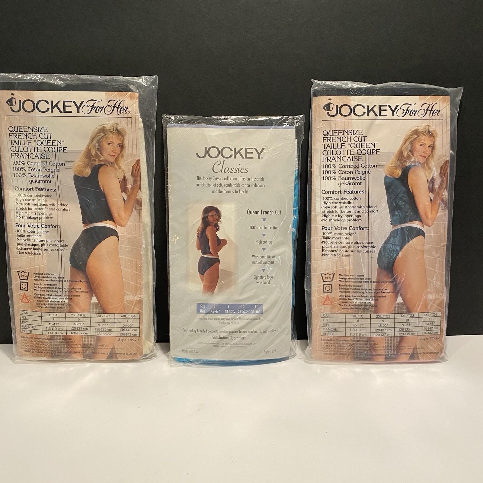 Lot Of 3 Jockey French Cut Panties 100% Cotton Underwear Size 8 Queen NOS