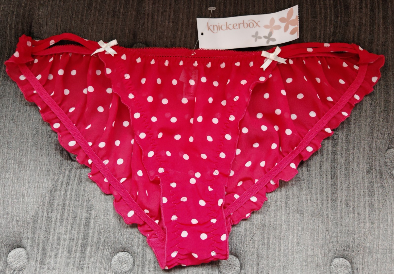 Knickerbox Red & White Polkadot Tanga Style Knickers Size 14