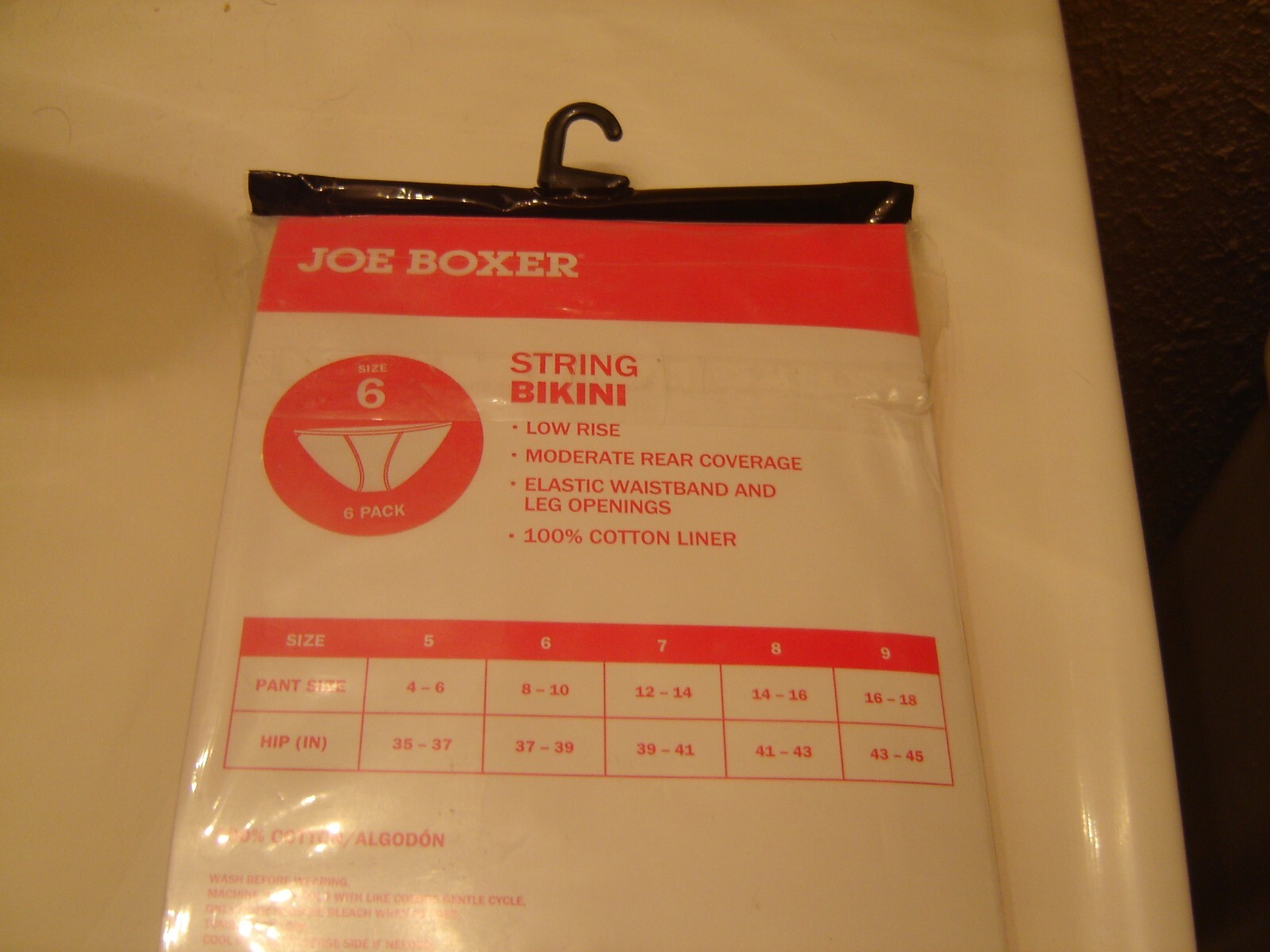 Joe Boxer Low Rise String Bikini 100% Cotton Panties Six Pack Size 6 = to Medium
