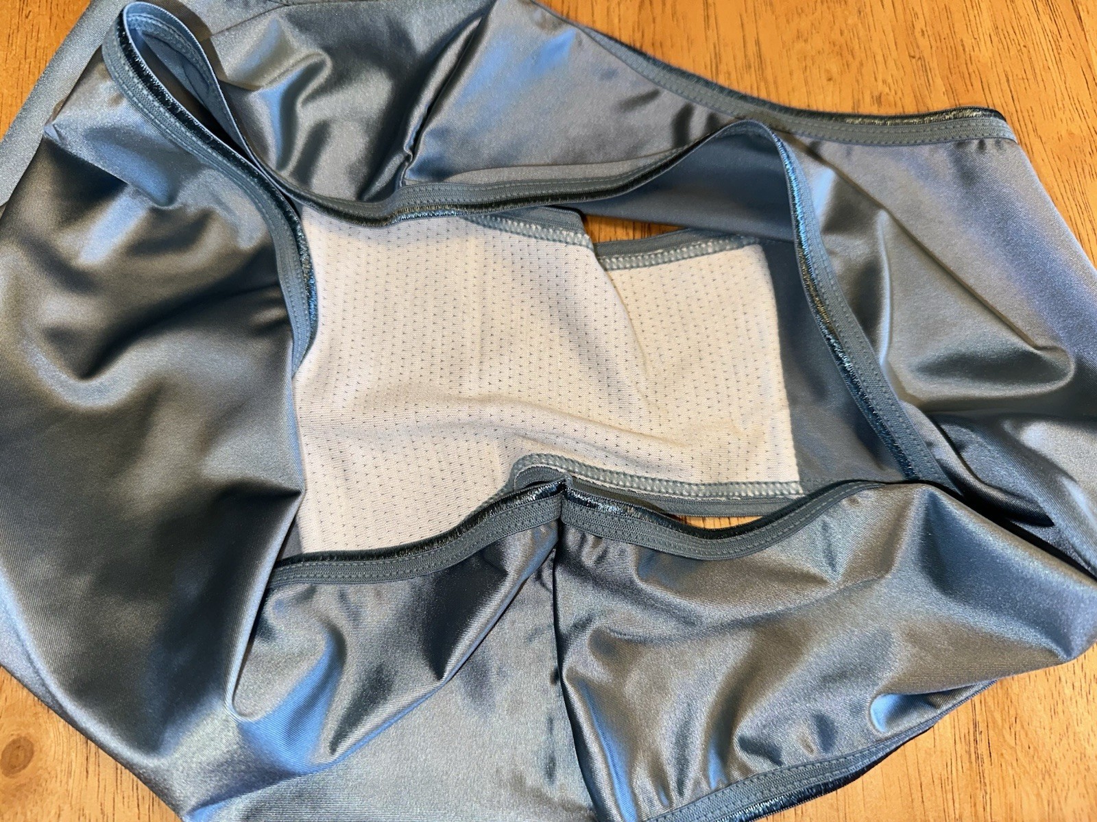 Vtg Styl Glossy Slippery Blue 2nd Skin Butter Satin Brief Pantie 0XL NEW Oily