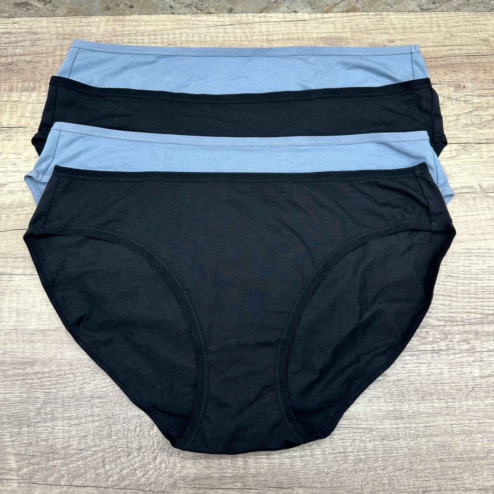 Pact Womens Bikini Panties Organic Cotton 4 Pack XL Black Blue Solid Underwear