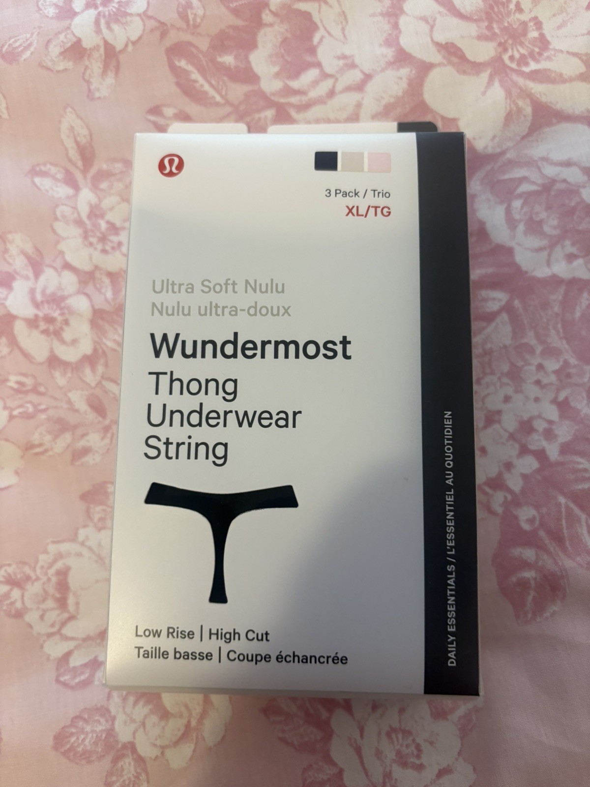 Lululemon Wundermost Ultra-Soft Nulu Dipped-Waist Thong 3 Pack size XL NWT