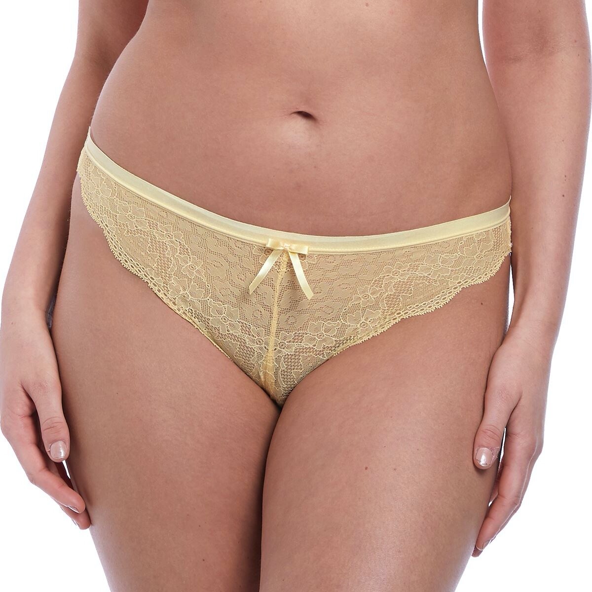 Freya Fancies Brazilian Brief Buttermilk Yellow Size S 10 12 Lace Knickers 1017
