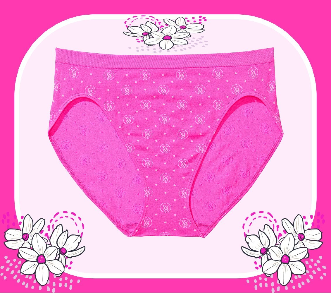 XL Hot Pink LOGO SEAMLESS NO SHOW Victorias Secret High-Leg Waist Brief Panty