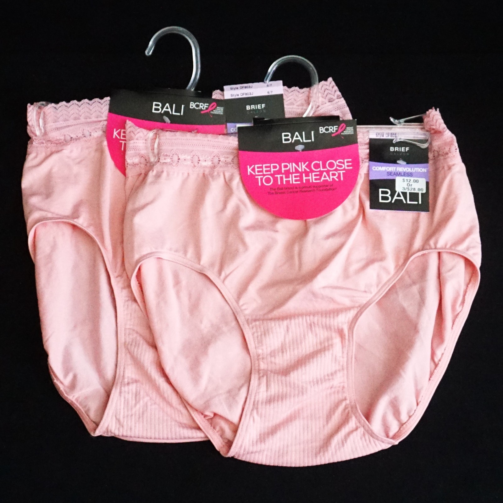 Bali Comfort Revolution Seamless Brief 2 Pairs Size 6/7 Pink Style DF803J