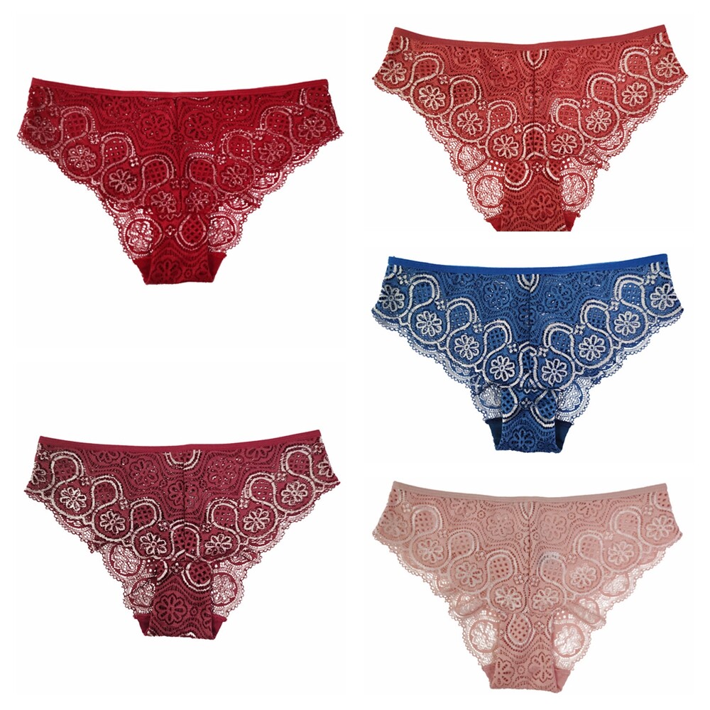 5P Women Ladies Plus Size S-XL XXL Luxury Floral Briefs Panties Knickers Undies