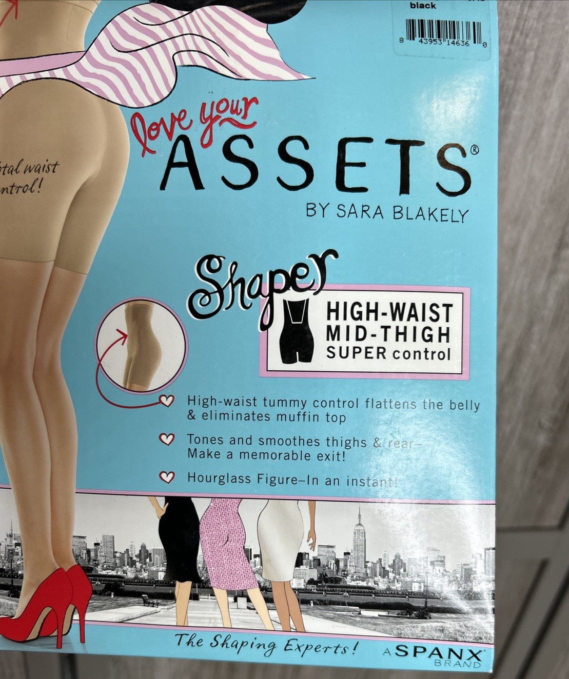 Assets by Spanx Shapewear Short High Waist Mid Thigh Size 6 Black Color NEW