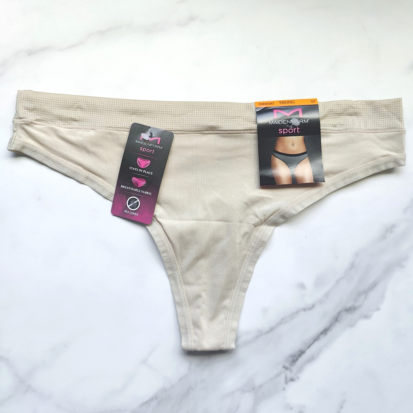 Maidenform Sport Thong Panty Latte Lift Heather (Nude 5) SZ S/XL