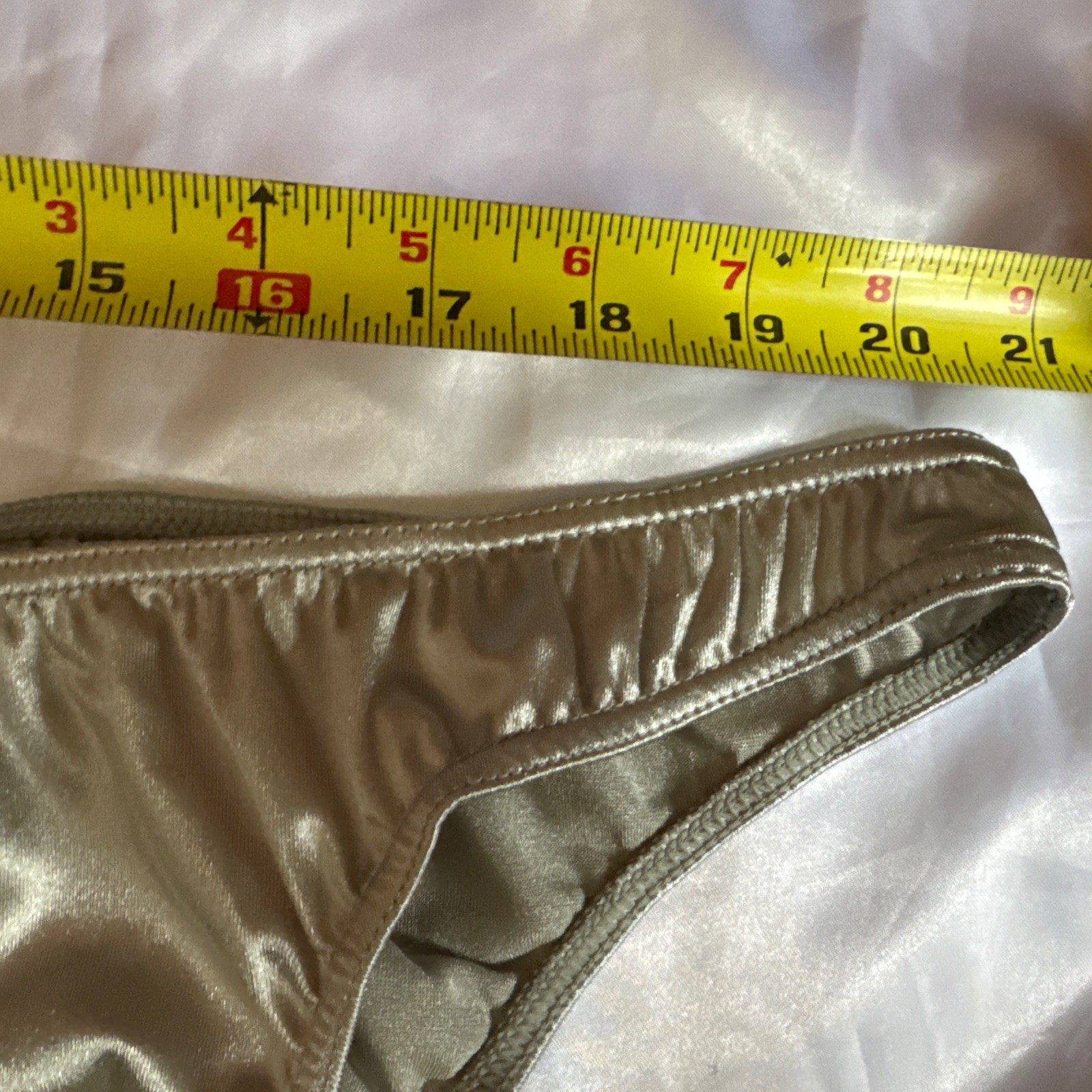 Shiny Satin Silver Men’s Pouch Bikini Brief Panties Sz XL