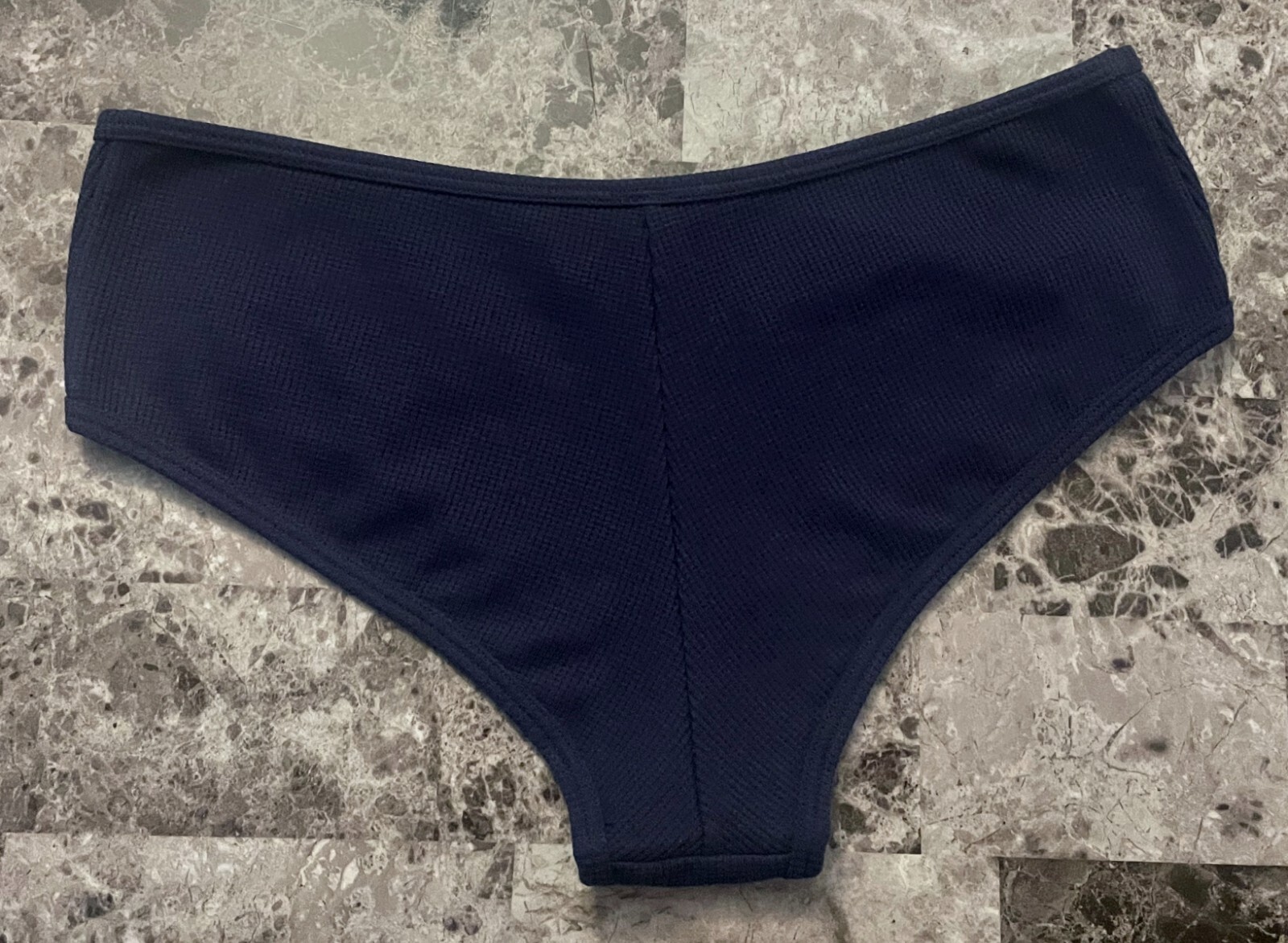 NWT VICTORIA’S SECRET PINK L NAVY BLUE GREEN CRESCENT WAFFLE CHEEKSTER PANTIES