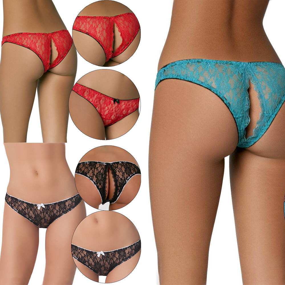 Fashion Sexy Women Lace Thong G-string Panties Lingerie Underwear Crotchles Gift