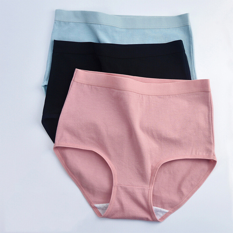 220lbs Women High Waist Cotton Panties Briefs Underwear Soft Underpants 3Pcs