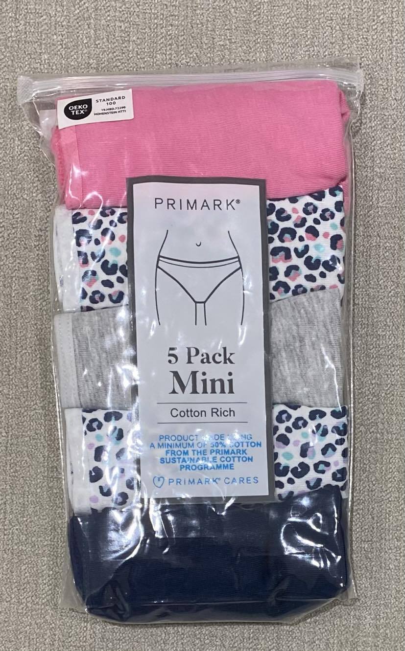 Primark 5 Pack Ladies Women Everyday Mini Briefs Knickers Underwear Cotton XS-XL