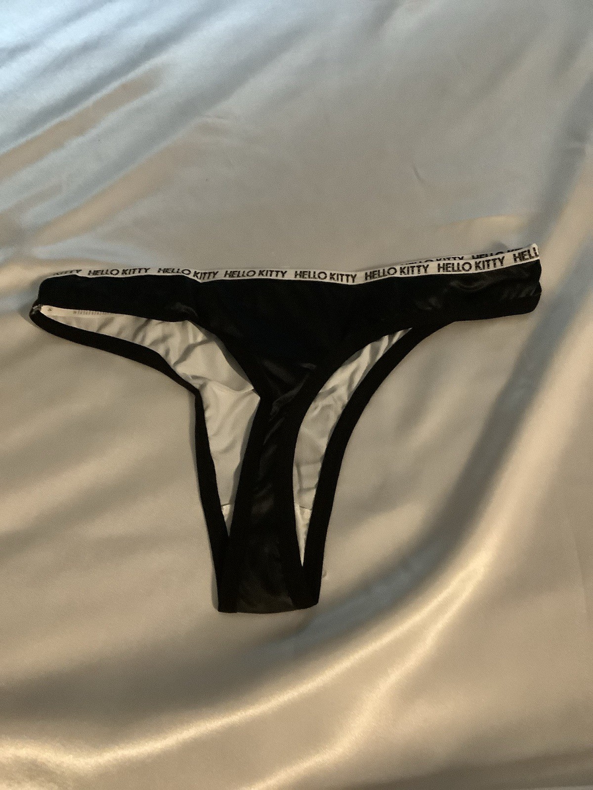 Women’s Teens Hello Kitty Thong Panties Black White Leopard Cartoon 3pk Medium