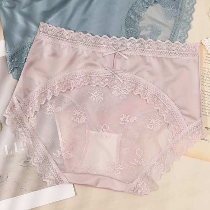 3 Pack Lot Sexy Womens Satin Panties Underwear Brief Ladies Sheer Lace Lingeries